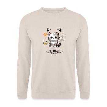Perfect for Cat Lovers: Cute and Whimsical Design - Unisex Sweatshirt - sand - Front - Alina (178cm) & Michal (187cm)