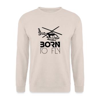Born to Fly Heli Logo - Unisex Pullover - Sand - Vorne - Alina (178cm) & Michal (187cm)