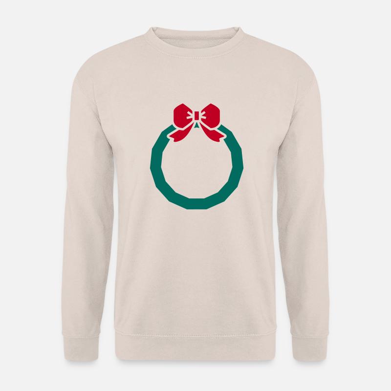 Weihnachtskranz mit rotem Band - Unisex Pullover - Sand