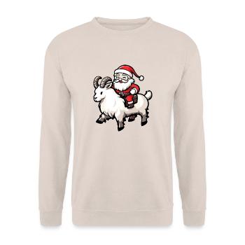 Chèvre de montagne Père Noël dessin animé - Sweat-shirt Unisexe - sable - Devant - Alina (178cm) & Michal (187cm)