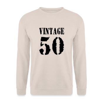 Vintage 1950 - Jahrgang 50 - Party Vector - Unisex Pullover - Sand - Vorne - Alina (178cm) & Michal (187cm)