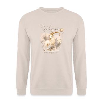 Vintage-Steinbock-Tierkreis-Astrologie-Horoskopzeichen - Unisex Pullover - Sand - Vorne - Alina (178cm) & Michal (187cm)