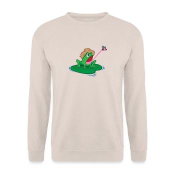 Frog Funny Tongue Fly Hat Green Funny Gift - Unisex Sweatshirt - sand - Front - Alina (178cm) & Michal (187cm)