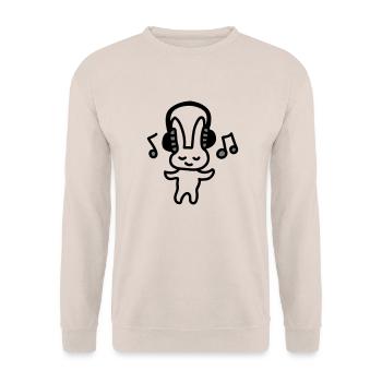 Häschen Musik - Unisex Pullover - Sand - Vorne - Alina (178cm) & Michal (187cm)