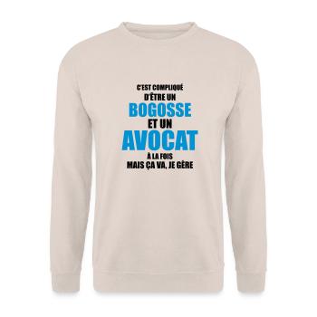 c'est compliqué d'être un bogosse et avocat - Sweat-shirt Unisexe - sable - Devant - Alina (178cm) & Michal (187cm)
