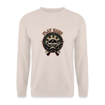 Play Hard Skull - Dart T-Shirts RAHMENLOS - Sport - Unisex Pullover - Sand - Vorne - Alina (178cm) & Michal (187cm)