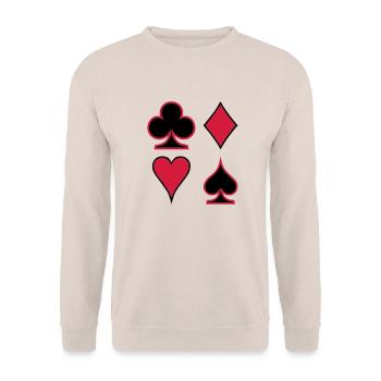 Poker Deck Dealer Trumpf Spielkarten Skat Canasta - Unisex Pullover - Sand - Vorne - Alina (178cm) & Michal (187cm)
