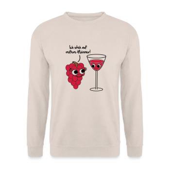 I dig mature men! Grape / wine cartoon - Unisex Sweatshirt - sand - Front - Alina (178cm) & Michal (187cm)