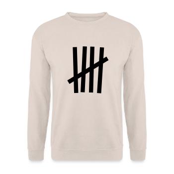 Strichliste 5 Striche - Unisex Pullover - Sand - Vorne - Alina (178cm) & Michal (187cm)