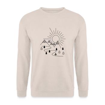 Camping in den Bergen - Unisex Pullover - Sand - Vorne - Alina (178cm) & Michal (187cm)