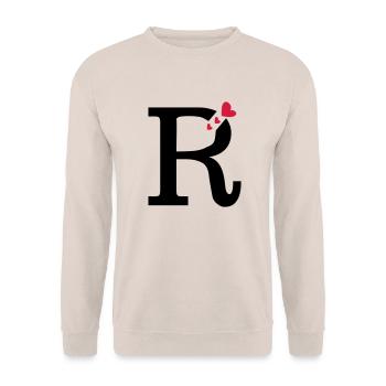 Capital letter R with hearts - Unisex Sweatshirt - sand - Front - Alina (178cm) & Michal (187cm)