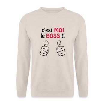 C'est moi le boss ! Humour / Citation / Blague - Unisex Sweatshirt - sand - Front - Alina (178cm) & Michal (187cm)