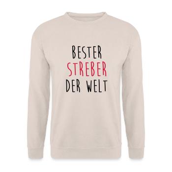Streber Streberin Schule Kollegen Freund Lehrer - Unisex Pullover - Sand - Vorne - Alina (178cm) & Michal (187cm)
