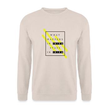 WHAT HAPPENS IN IBIZA STAYS IN IBIZA - Unisex Sweatshirt - sand - Front - Alina (178cm) & Michal (187cm)
