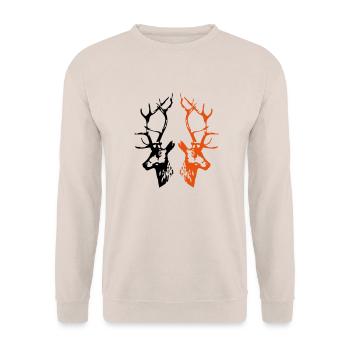 hirsche - Unisex Pullover - Sand - Vorne - Alina (178cm) & Michal (187cm)