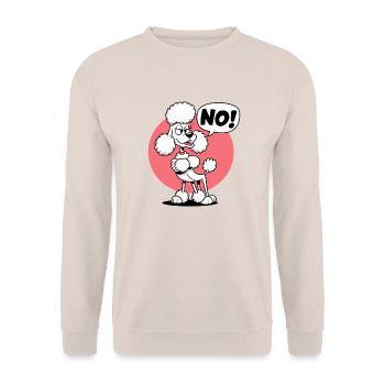 Poodle saying "No! - Unisex Sweatshirt - sand - Front - Alina (178cm) & Michal (187cm)
