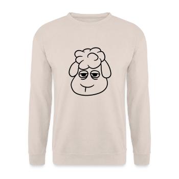 Schaf Müde Gelangweilt Leerer Blick Kopf Gesicht - Unisex Pullover - Sand - Vorne - Alina (178cm) & Michal (187cm)