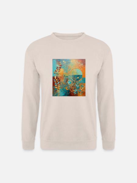 Abstrakte Komposition mit Blättern und Kreisen - Unisex Pullover - Sand