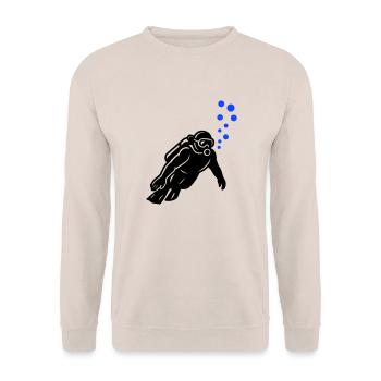 Taucher Silhouette - Unisex Pullover - Sand - Vorne - Alina (178cm) & Michal (187cm)