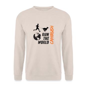 Canicross run the world - Sweat-shirt Unisexe - sable - Devant - Alina (178cm) & Michal (187cm)