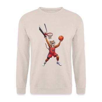 Tiger spielt Basketball - Unisex Pullover - Sand - Vorne - Alina (178cm) & Michal (187cm)
