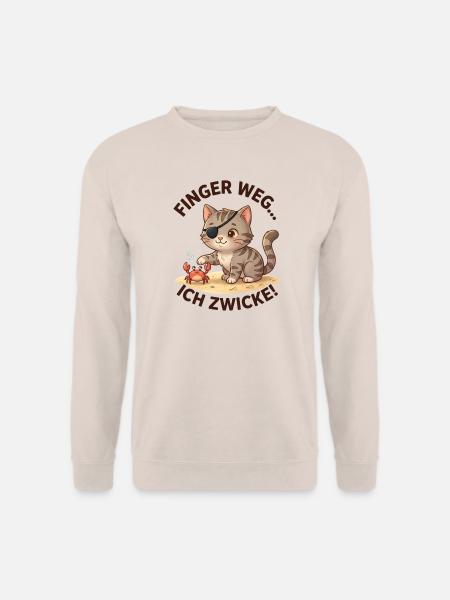 Katze Krabbe Finger weg Spruch - Unisex Pullover - Sand