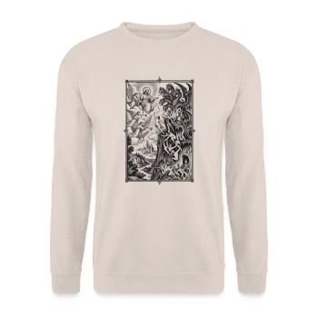 Mythische Schlachtensilhouetten - Unisex Pullover - Sand - Vorne - Alina (178cm) & Michal (187cm)