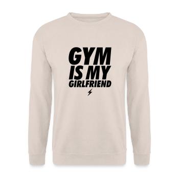 GYM IS MY GIRLFRIEND - Unisex Sweatshirt - sand - Front - Alina (178cm) & Michal (187cm)