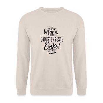 onkel der Beste (s) - Unisex Pullover - Sand - Vorne - Alina (178cm) & Michal (187cm)