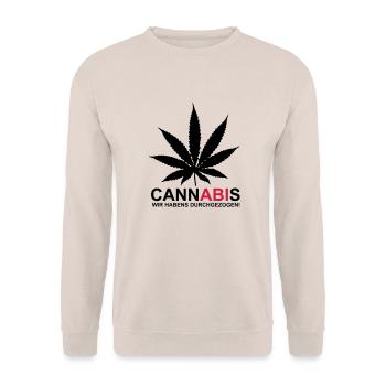 ABIMOTTO - CannABIs - Wir habens durchgezogen! - - Unisex Pullover - Sand - Vorne - Alina (178cm) & Michal (187cm)
