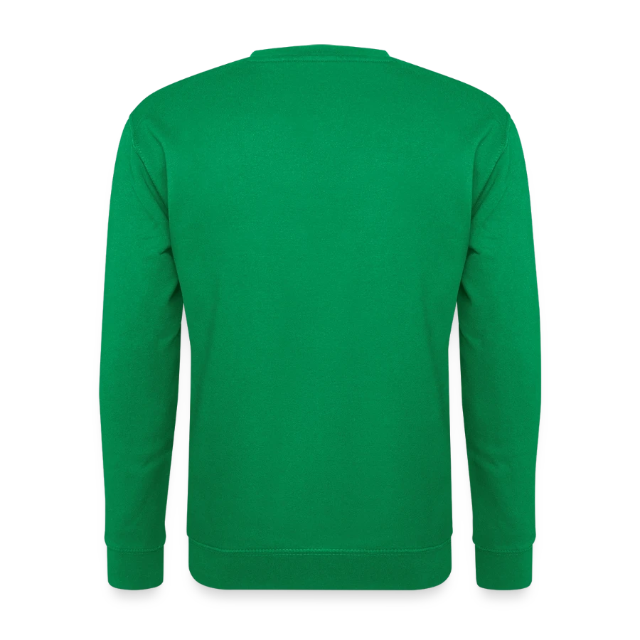 Drift Island badge on a unisex sweatshirt, kelly green, back