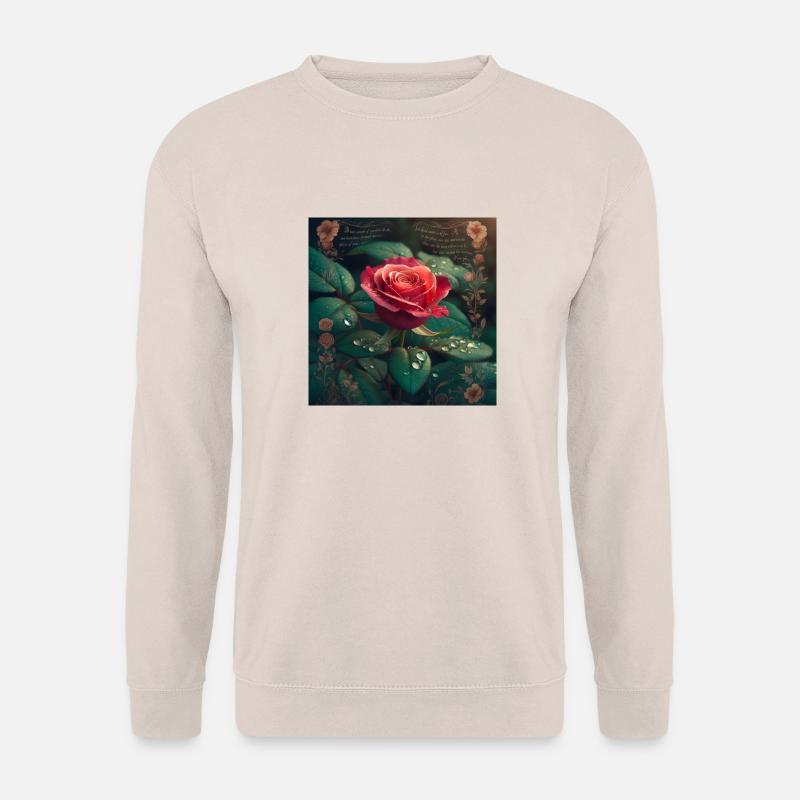 Gul und Texte Dekoration - Unisex Pullover - Sand