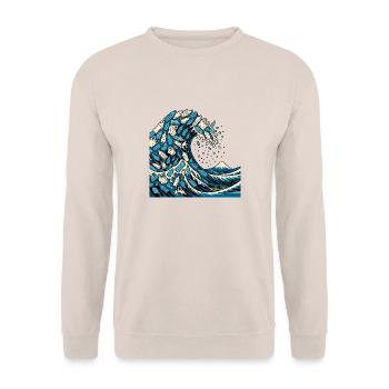 Wave Kanagawa trash vector - Sweat-shirt Unisexe - sable - Devant - Alina (178cm) & Michal (187cm)