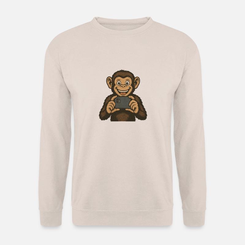 Affe mit Smartphone - Unisex Pullover - Sand
