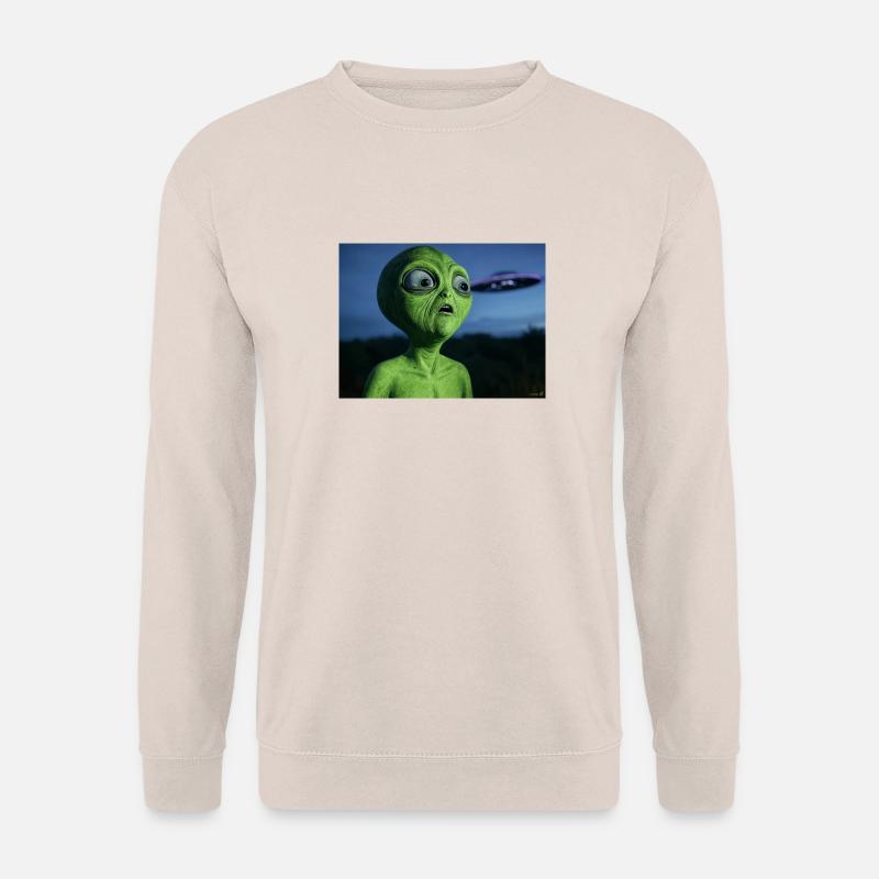 Grüner Alien Blickfang UFO - Unisex Pullover - Sand