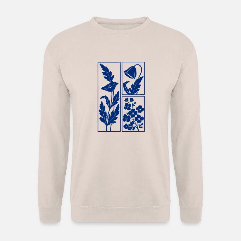 Blaue minimalistische Blumen trendiger Vintage-Look - Unisex Pullover - Sand