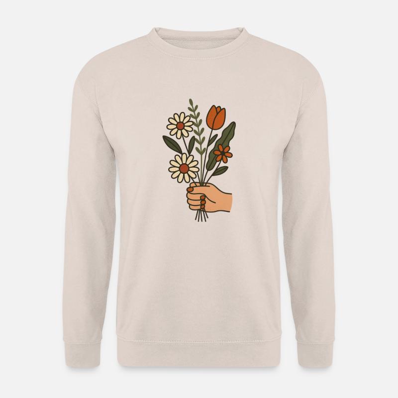 Hand mit Blumenstrauß - Vintage Volkskunst Blumen - Unisex Pullover - Sand