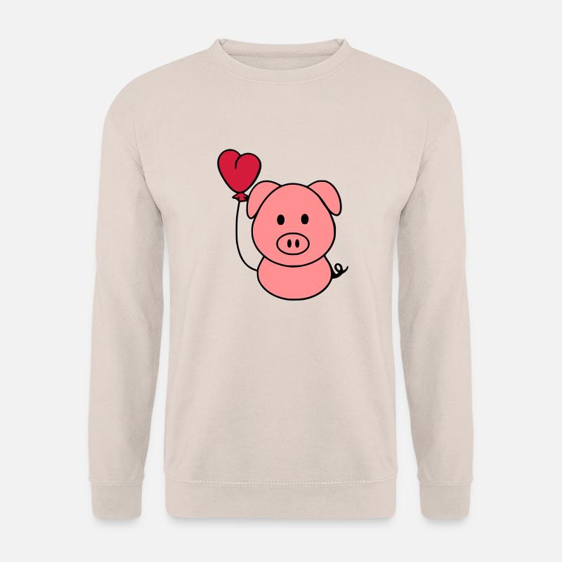Schweinchen mit Herzballon - Unisex Pullover - Sand