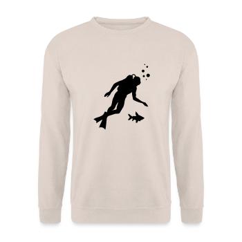 Taucher Silhouette - Unisex Pullover - Sand - Vorne - Alina (178cm) & Michal (187cm)