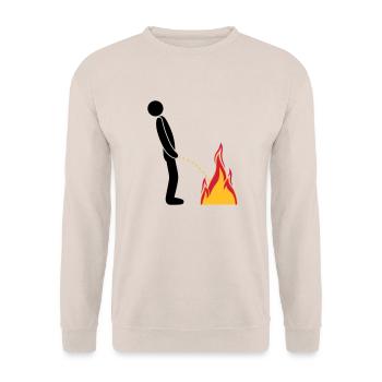 fire extinguish flames hot fire brigade logo in ste - Unisex Sweatshirt - sand - Front - Alina (178cm) & Michal (187cm)