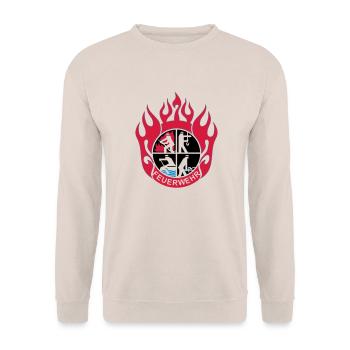 Flamme Feuerwehr Logo mod - Unisex Pullover - Sand - Vorne - Alina (178cm) & Michal (187cm)