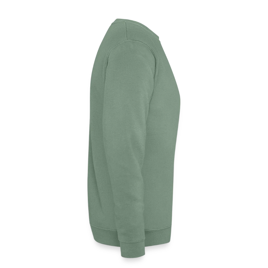 Mount Olympus badge on a unisex sweatshirt, steel green, right