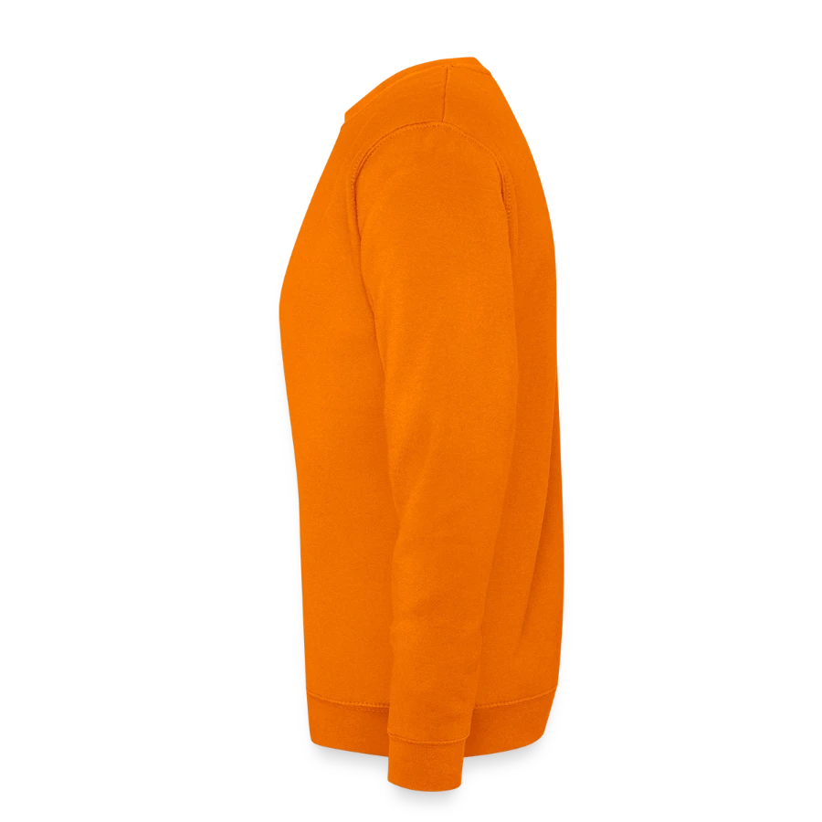 Mount Olympus badge on a unisex sweatshirt, orange, left