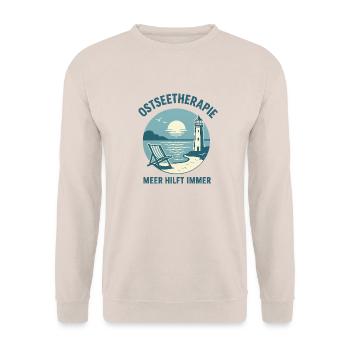 Ostseetherapie - Meer hilft immer - Unisex Pullover - Sand - Vorne - Alina (178cm) & Michal (187cm)
