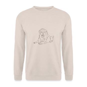 Lineart Löwe - Unisex Pullover - Sand - Vorne - Alina (178cm) & Michal (187cm)
