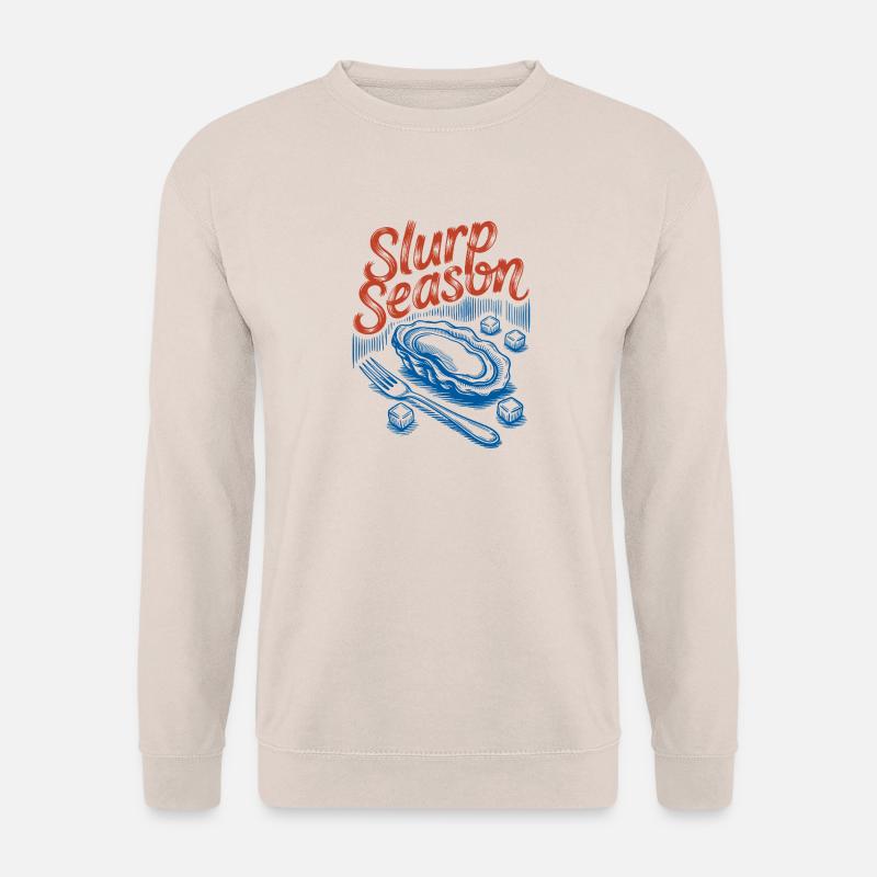 Schlürfsaison – Retro-Austern-Meeresfrüchte - Unisex Pullover - Sand