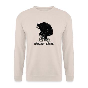 Bärgauf. Bärab. - Lustiger Gravel Bär - Unisex Pullover - Sand - Vorne - Alina (178cm) & Michal (187cm)