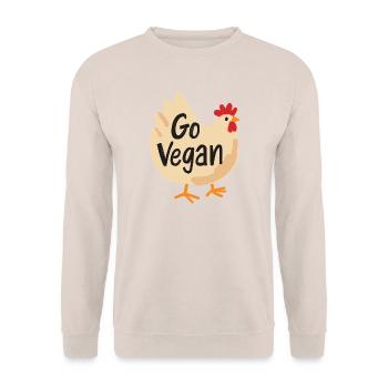 Go Vegan Cute Chicken - Unisex Pullover - Sand - Vorne - Alina (178cm) & Michal (187cm)
