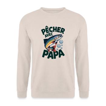 Pêcher avec papa, c'est le top. Une truite qui sau - Sweat-shirt Unisexe - sable - Devant - Alina (178cm) & Michal (187cm)