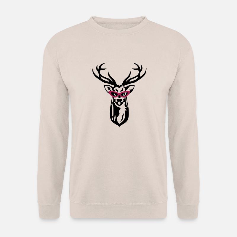 Deer with retro glasses - Unisex Sweatshirt - sand